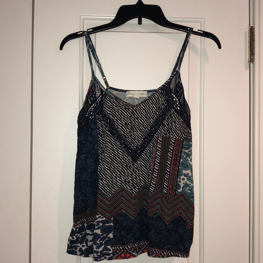 Staring at Stars Blue Multicolor Patterned Tank